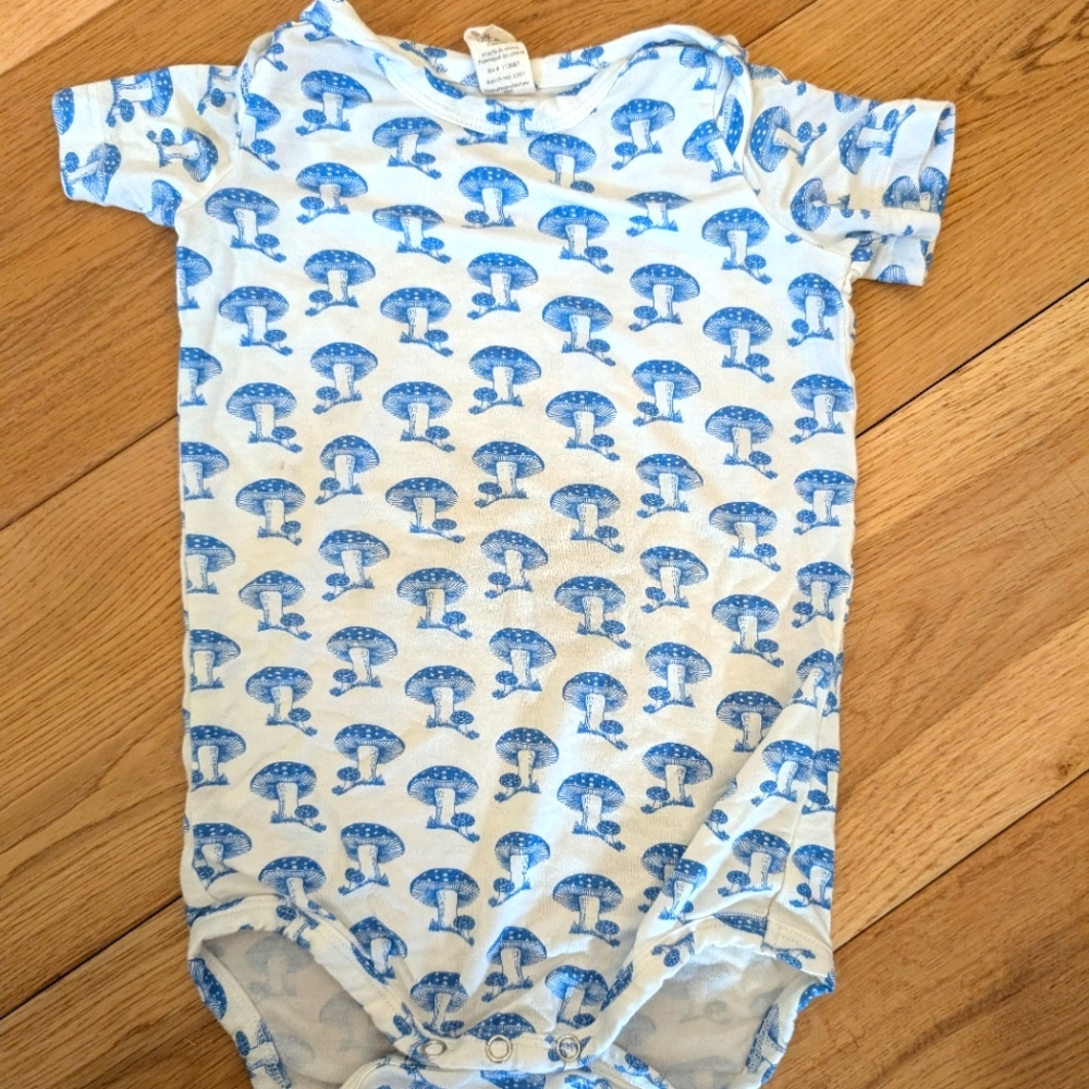 Kate Quinn Blue toadstools bodysuit 6-12 months